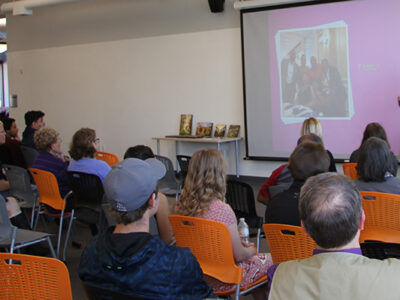 A speaker giving a presentation.