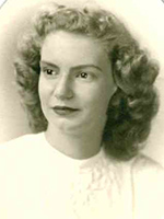 A black and white headshot of a woman.