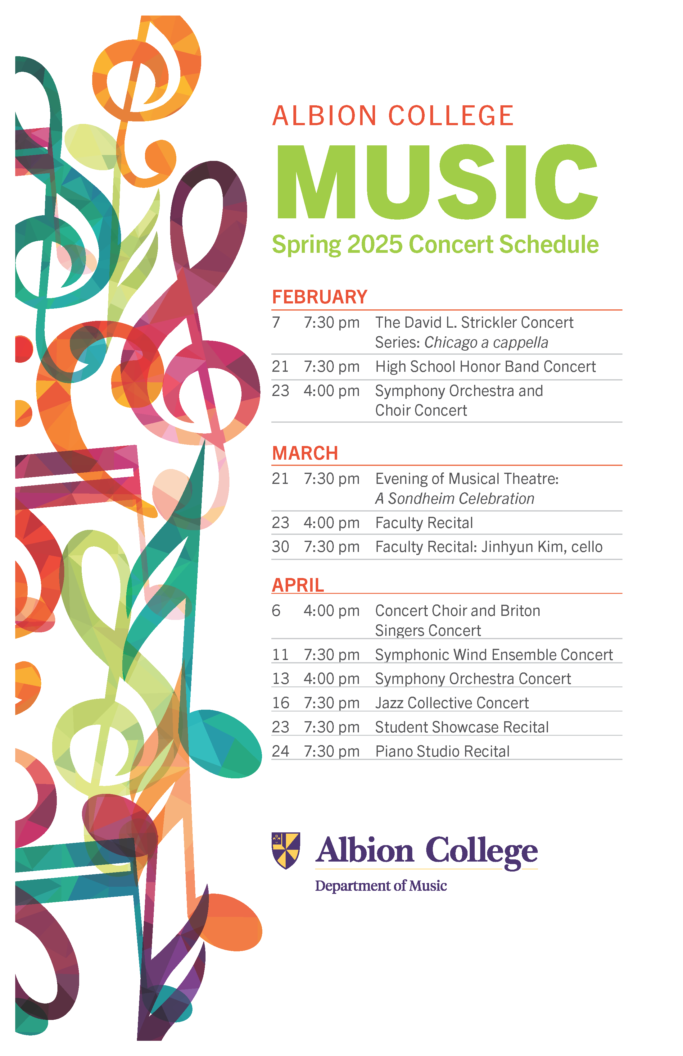 Spring Music Schedule